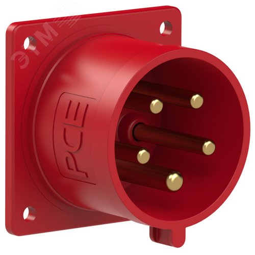 Вилка встраиваемая 32А/400V/3P+N+E/IP44, фланец 75x75