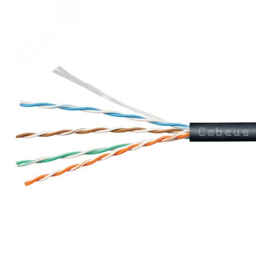 Витая пара UTP (U/UTP), категория 5e, 4 пары (24 AWG), одножильный, черный, LSZH, нг(А)-HF, (50 м)