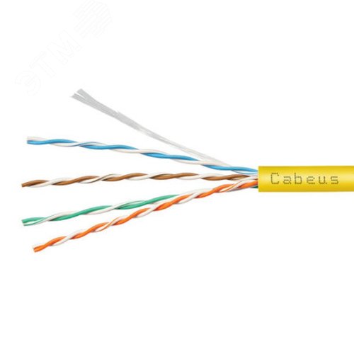 Витая пара UTP (U/UTP), категория 5e, 4 пары (24 AWG), одножильный, желтый, LSZH, нг(А)-HF, (50 м)