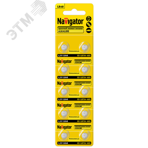 Батарейка NBT-12 (LR48, AG5, LR754) 1.5V Alkaline BP10