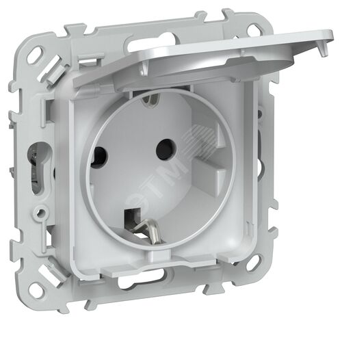 FLITE Розетка с заземлением с защитными шторками и крышкой 16А IP44 РСшкр11-0-44-ФлЖ жемчуг