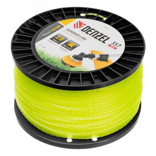 Леска для триммера витой квадрат, 2,0мм х 357м, на DIN катушке FLEX CORD