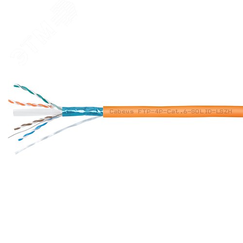 Витая пара экранированная FTP (F/UTP), категория 6, 4 пары (23 AWG), одножильный, для внутренней и внешней прокладки, LSZH-UV, (305 м)