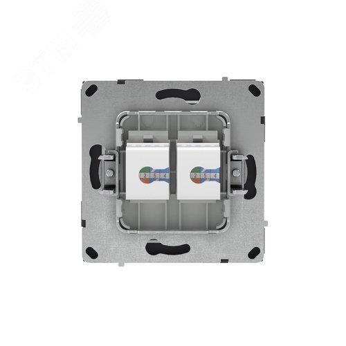 Компьютерная розетка RJ-45 без шторки, кат.6А двойная, KANT, черный уголь