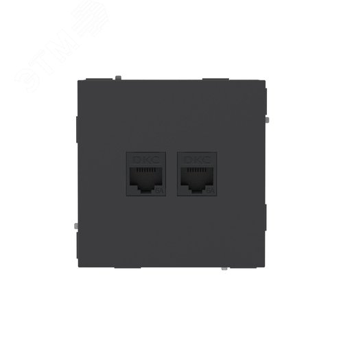 Компьютерная розетка RJ-45 без шторки, кат.6А двойная, KANT, черный уголь