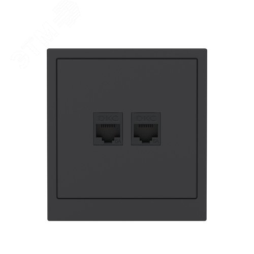 Компьютерная розетка RJ-45 без шторки, кат.6А двойная, KANT, черный уголь