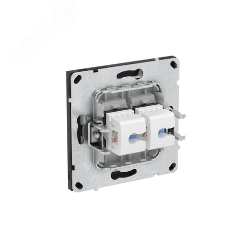 Компьютерная розетка RJ-45 без шторки, кат.6А двойная, KANT, черный уголь