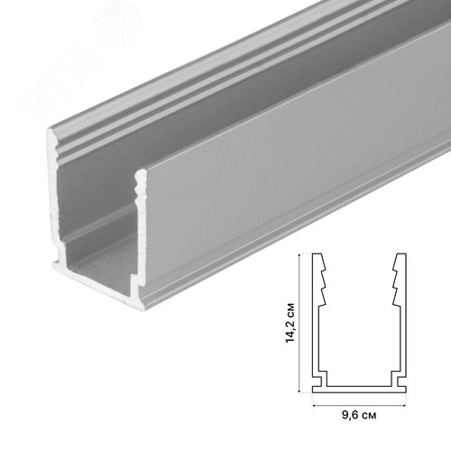 Накладной профиль UFE-A21 SILVER 200 POLYBAG для гибкой светодиодной ленты NEON 8х16мм, анодированный алюминий. Длина 200 см