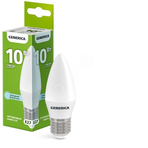 Лампа светодиодная C35 свеча 10Вт 230В 6500К E27