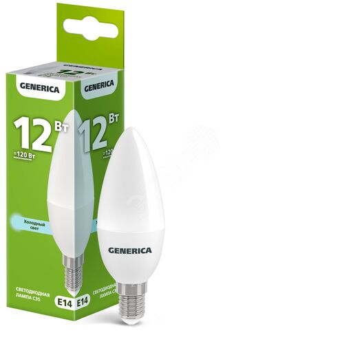 Лампа светодиодная C35 свеча 12Вт 230В 6500К E14