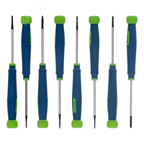 Набор отверток для точных работ, 8 шт., PH + SL + Torx, Crv, 2к рукоятка