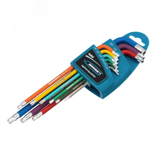 Набор ключей имбусовых TORX-TT, 9 шт: T10-T50, магнит, S2, экстра-длин., хром/краска 9 шт.