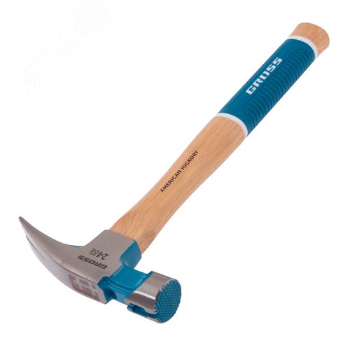 Молоток-гвоздодер, 680 г, угол 75, магнит, обрезиненная рукоятка AMERICAN HICKORY