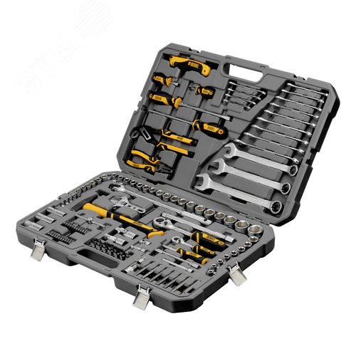 Набор инструментов, 1/2', 1/4', CrV, S2, пластиковый кейс, 122 предмета