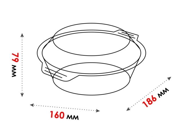 Кастрюля из жаропрочного стекла, 0.7 л, с крышкой, 186х160х79 мм, PERFECTO LINEA