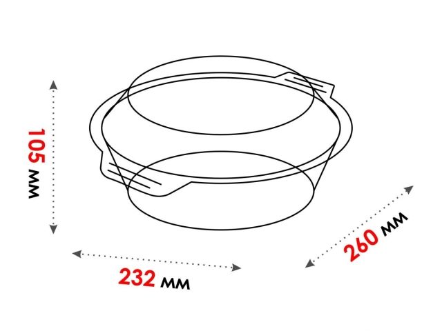 Кастрюля из жаропрочного стекла, 2.0 л, с крышкой, 260х232х105 мм, PERFECTO LINEA