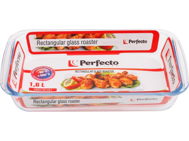 Форма из жаропрочного стекла, 1.6 л, прямоугольная, 295х181х51 мм, PERFECTO LINEA