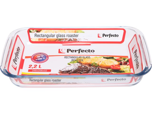 Форма из жаропрочного стекла, 2.2 л, прямоугольная, 346х206х52 мм, PERFECTO LINEA