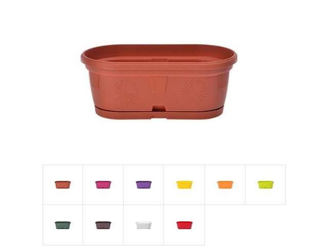 Ящик балконный для цветов Gerber (Гербера) 20x11,5 см с поддоном, DRINA