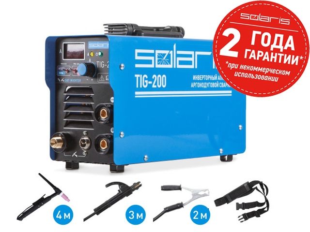 Инверторный аппарат аргонодуговой сварки SOLARIS TIG-200 + AK (TIG-MMA)