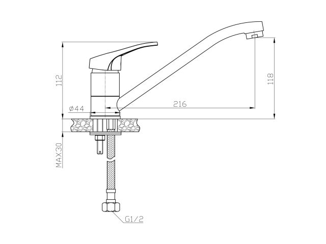 Смеситель для кухни (Lt) D35, серия KBL AV Engineering
