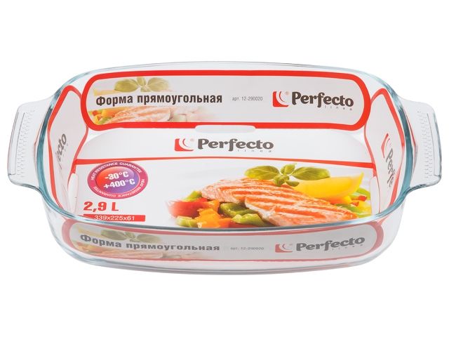 Форма из жаропрочного стекла, 2.9 л, прямоугольная, 339х225х61 мм, PERFECTO LINEA