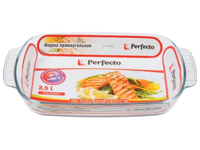 Форма из жаропрочного стекла, 3.5 л, прямоугольная, 402х248х61 мм, PERFECTO LINEA
