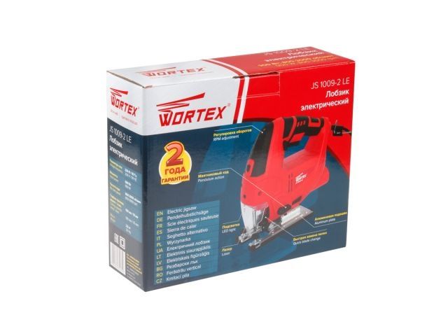Лобзик электрический WORTEX JS 1009-2 LE в кор. 900 Вт, 800-3000 ход/мин, пропил до 100 мм