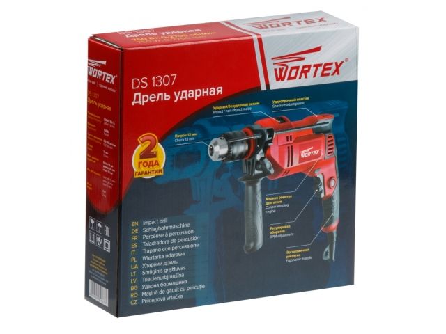 Дрель ударная WORTEX DS 1307 в кор. 750 Вт, 1 скор, 26 мм в дер.