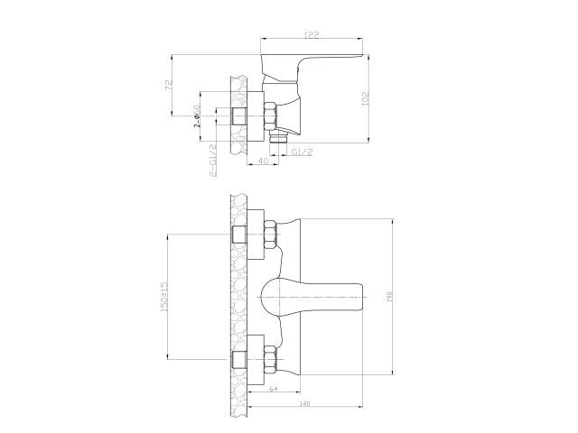 Смеситель для душа (Lt) D35, серия JAR AV Engineering