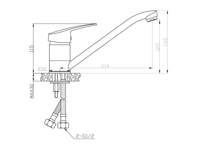 Смеситель для кухни (Lt) D40, серия XAN AV Engineering