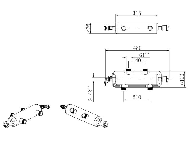 Гидрострелка 1", 4 вых., AV Engineering