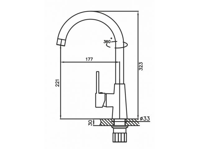 Смеситель для кухни (Lt) D35, серия HOP AV Engineering