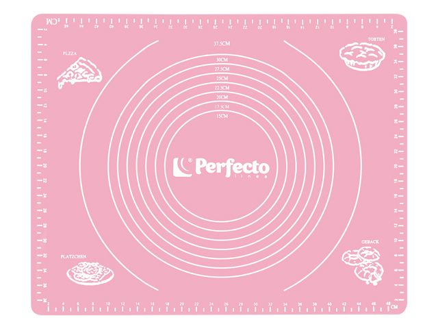 Коврик для теста с мерными делениями, силиконовый, 50х40 см, серия PINK, PERFECTO LINEA