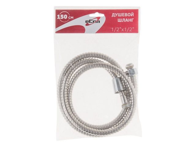 Шланг душевой, SUS/PVC, 1/2" г-г 150 см, хром, eCon