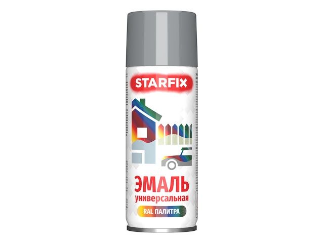 Краска-эмаль аэроз. универсальная серый светлый STARFIX 520мл (7046)