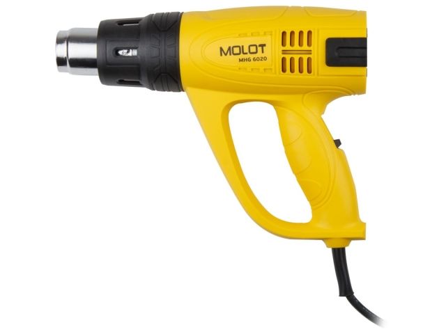 Термовоздуходувка MOLOT MHG 6020 в кор. + набор сопл 2000 Вт, 3 скор., 60-600 °С
