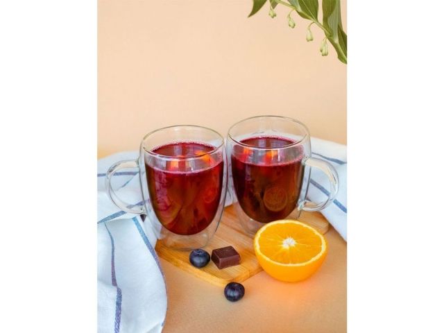 Кружка стеклянная с двойными стенками, 350 мл, серия PELE, PERFECTO LINEA