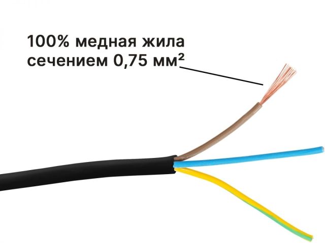 Удлинитель 3м (3 роз., 2,2кВт, с/з, выкл, ПВС 3х0,75) черный, Юпитер