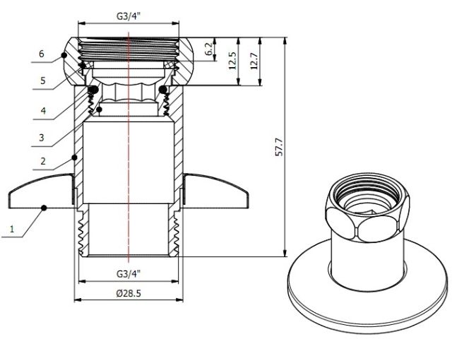 Американка прямая 3/4" вн. х 3/4" нар. ХРОМ, AV Engineering (2 шт. в уп.)