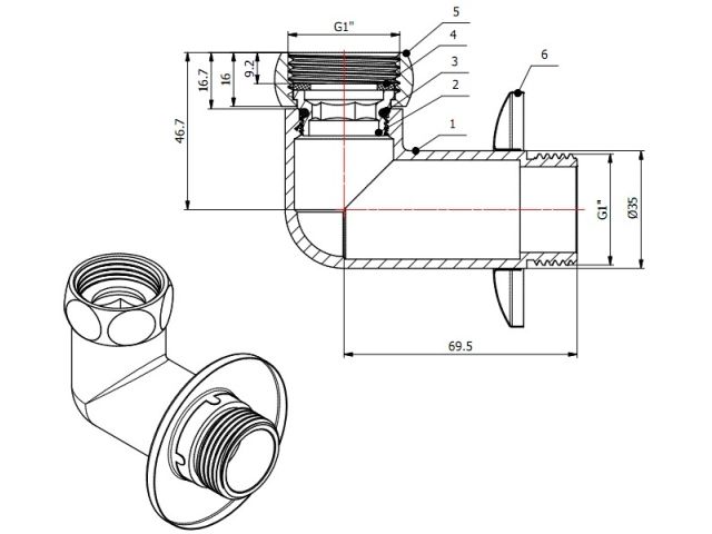 Американка угловая 1" вн.-нар. ХРОМ, AV Engineering (2 шт. в уп.)