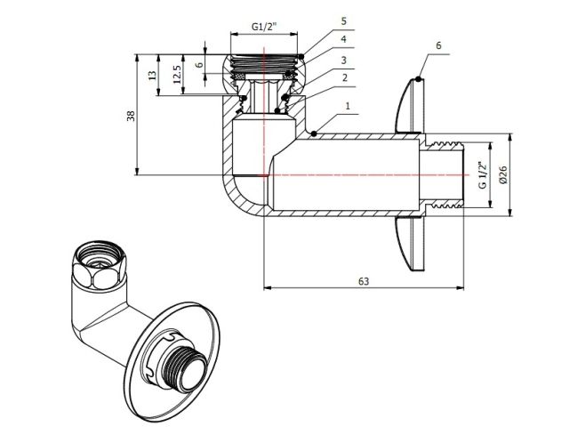 Американка угловая 1/2" вн. х 1/2" нар. ХРОМ, AV Engineering (2 шт. в уп.)