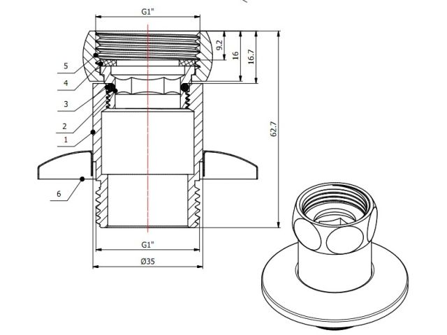 Американка прямая 1" вн.-нар. ХРОМ, AV Engineering (2 шт. в уп.)