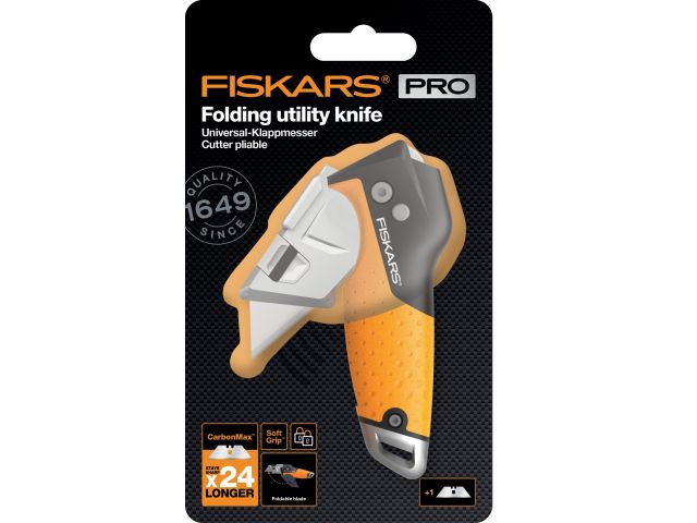 Нож строительный складной, со сменным лезвием CarbonMax FISKARS