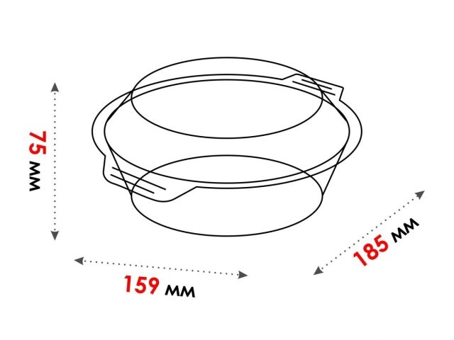 Кастрюля из жаропрочного стекла, 0.7 л, с крышкой, 185х159х75 мм, PERFECTO LINEA