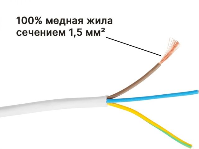 Удлинитель 5м (3 роз., 3,5кВт, с/з, ПВС 3х1,5) Юпитер