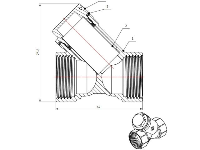 Фильтр косой 1" вн.-вн., AV Engineering (инд. упак.)