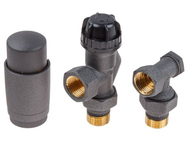 Комплект кранов осевой 1/2" для радиатора Серый, AV Engineering (инд. упак.)