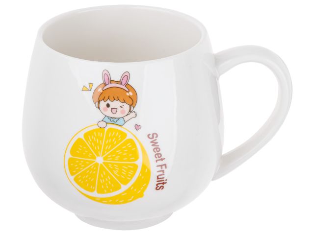 Кружка керамическая, 350 мл, Sweet fruits, лимон, PERFECTO LINEA