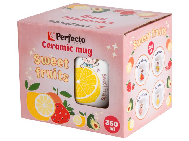 Кружка керамическая, 350 мл, Sweet fruits, лимон, PERFECTO LINEA